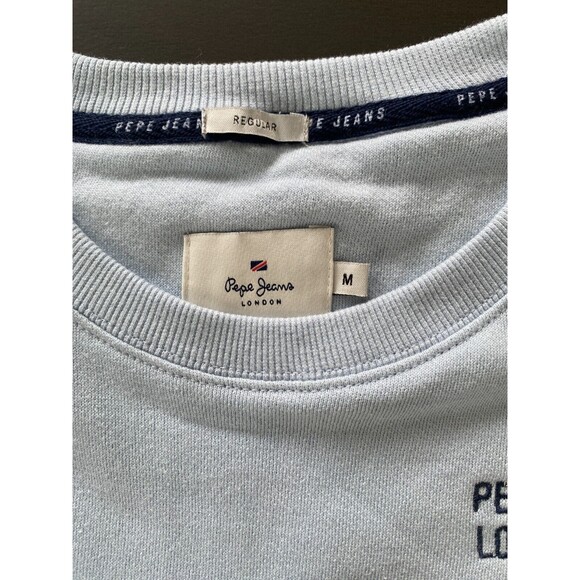 NWOT Pepe Jeans Men's Sky Blue Cotton Crew Neck Sweatshirt Jumper - Size Medium - Picture 9 of 10